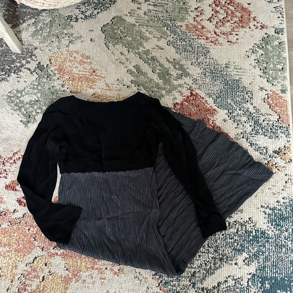 Vintage 90s Christy Allen High Waist Combined Print Black Dark Gray Maxi Dress - Picture 3 of 11